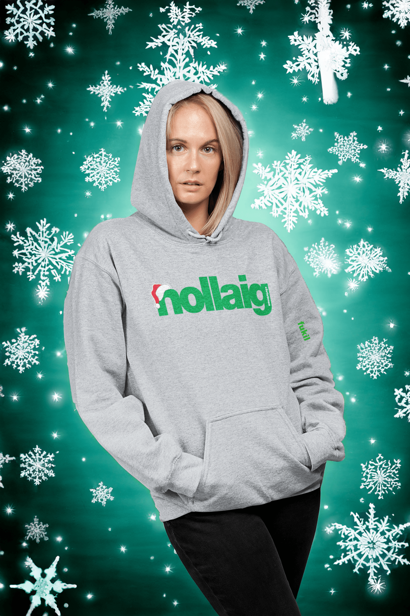 fukil nollaig santa hat hoodie