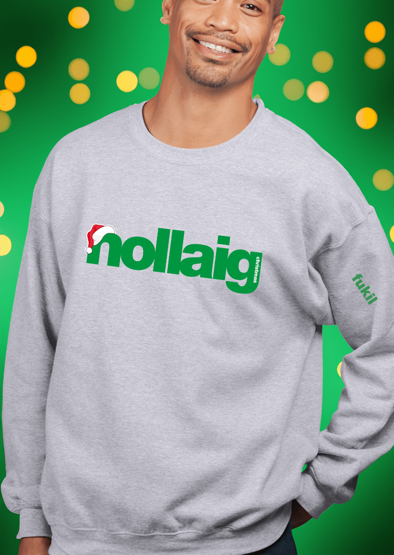 fukil nollaig santa hat sweatshirt